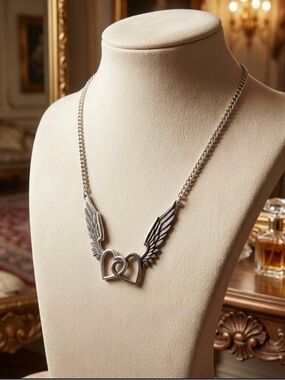 Alchemy UK Silver Winged Heart Necklace